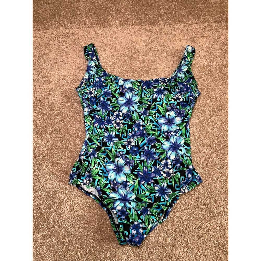Robby Len swimwear one piece bathing suit size 10 floral